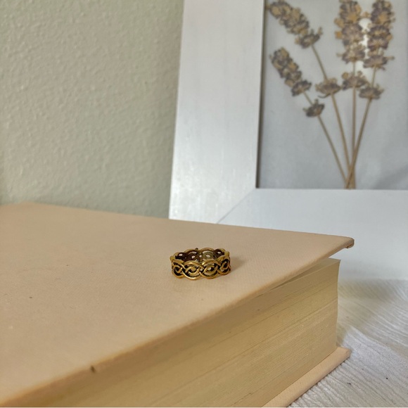 Gold Braid Pinkie Ring “Unity” 4 Celtic Knot Twist Minimal Classic - Picture 3 of 13